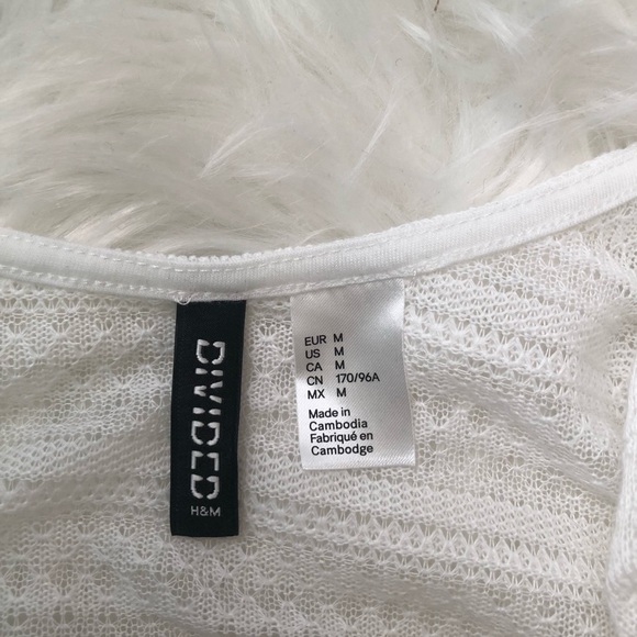 H&M SEE-THROUGH FRINGE TOP WHITE - Picture 2 of 4